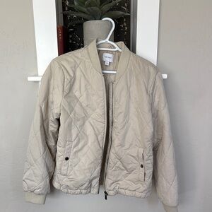 Nine West Cream Bomber Jacket with Quilted Texture